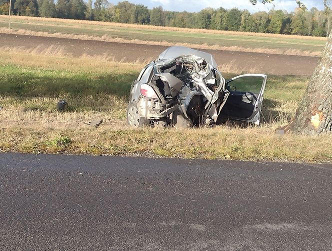 Śmiertelny wypadek pod Białą Podlaską. Opel wbił się w drzewo, kobieta zmarła w szpitalu