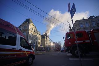 Wybuch i pożar w Kijowie. Zestrzelono wrogiego drona z materiałem wybuchowym [ZDJĘCIA]