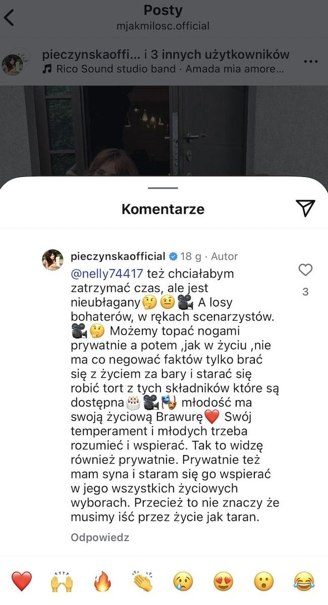 M jak miłość. Małgorzata Pieczyńska na Instagramie