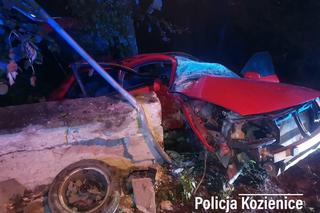 Szybka jazda zakończona wypadkiem. 18-latek prawo jazdy miał od 10 dni! Wjechał w betonowy płot