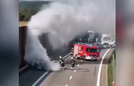 Pożar samochodu na autostradzie A4