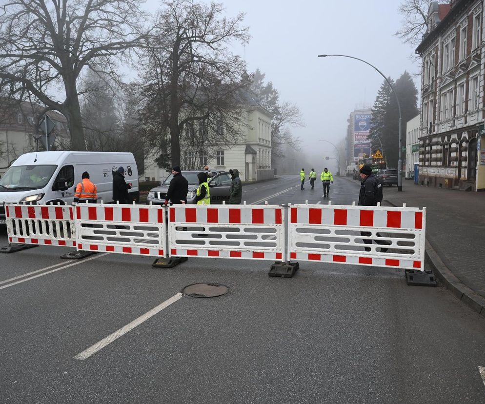 Ulica Zwycięstwa w Koszalinie zamknięta