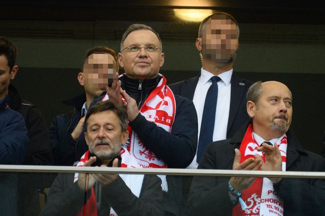 Prezydent Andrzej Duda na meczu Polska-Chorwacja