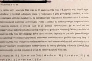 Łuków. Paulina chciała forsę za milczenie. Właścicielka restauracji przeżyła horror. Zamknęła lokal, ludzie poszli na bruk