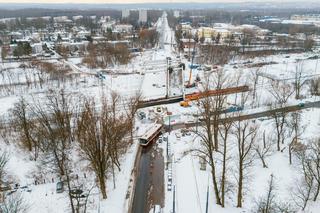 Budowa wiaduktu nad linia kolejową w Sosnowcu