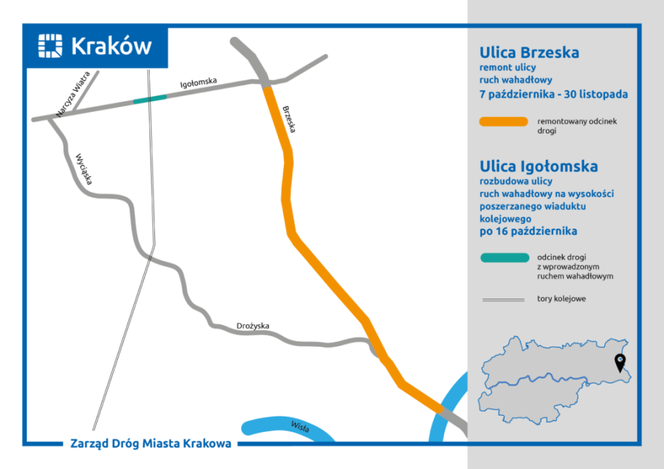 Remont ulicy Brzeskiej w Krakowie