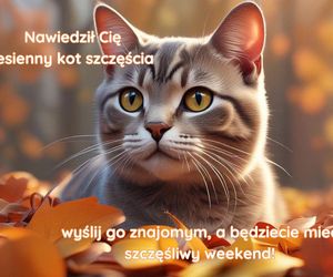 Kartki jesienne dzień dobry w weekend