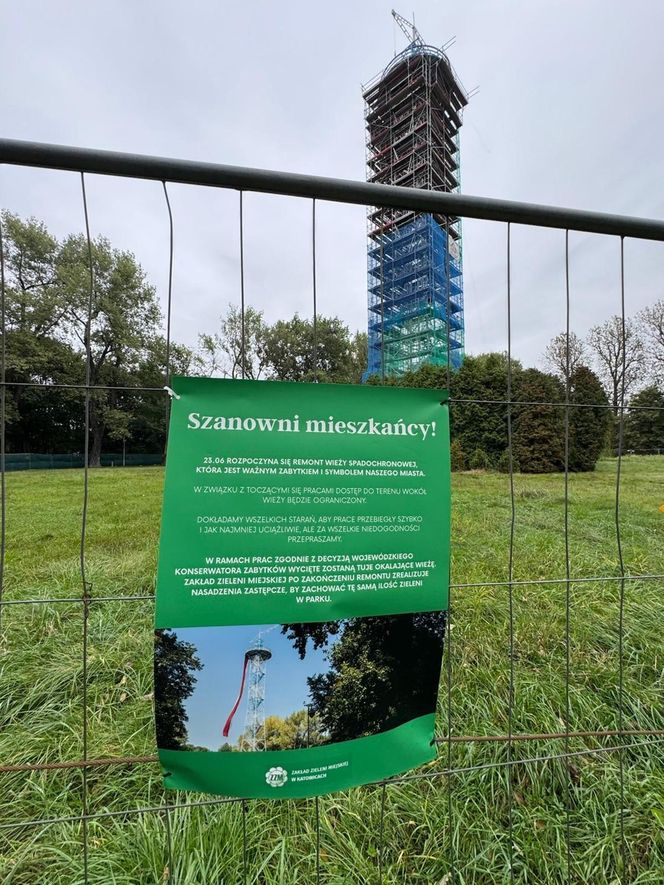 Wieża spadochronowa w Katowicach jest remontowana