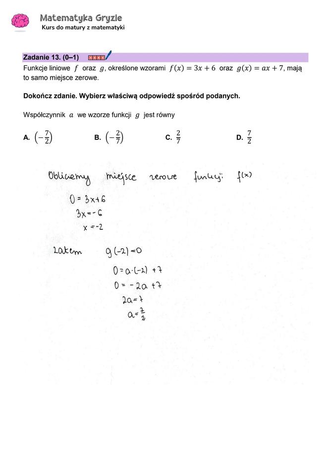 Matura z matematyki 2024 - ODPOWIEDŹ - ZADANIE 13