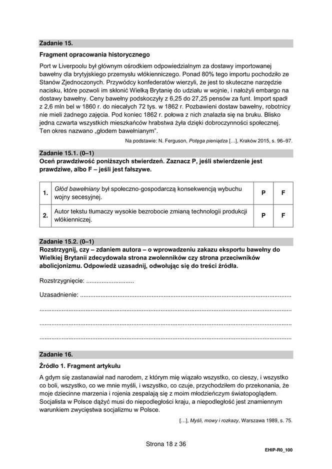 Matura 2025 historia rozszerzona - arkusz CKE 19.05.2025 - Formuła 2015