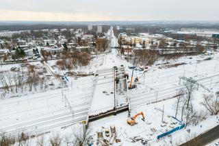 Budowa wiaduktu nad linia kolejową w Sosnowcu