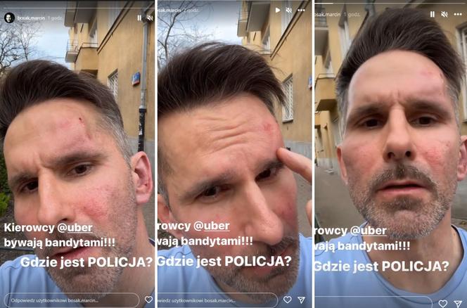 Pobity Marcin Bosak prosi policje o pomoc