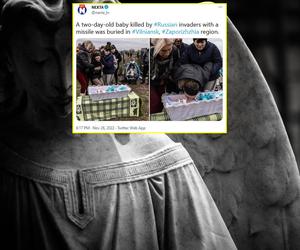Pogrzeb noworodka zabitego przez rakiety. Maleńka trumna