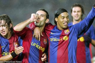Carles Puyol, Rafael Marquez i Ronaldinho w barwach FC Barcelona