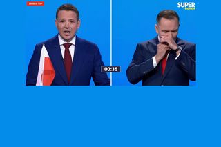 Nawrocki komentuje swój gest na debacie. Zaprosił Trzaskowskiego na test