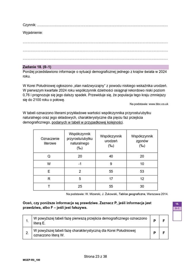 Matura próbna 2024 geografia