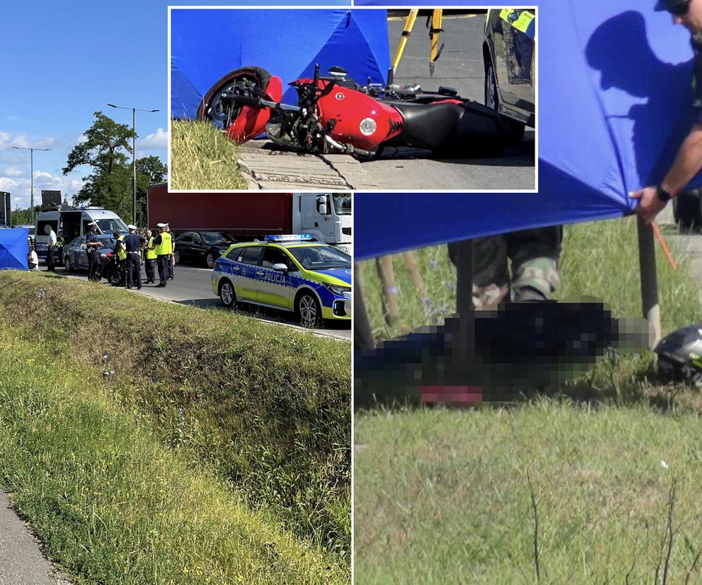 Śmiertelny wypadek na Białołęce. Wyleciał z pojazdu i uderzył w znak drogowy. Motocyklista zginął na miejscu