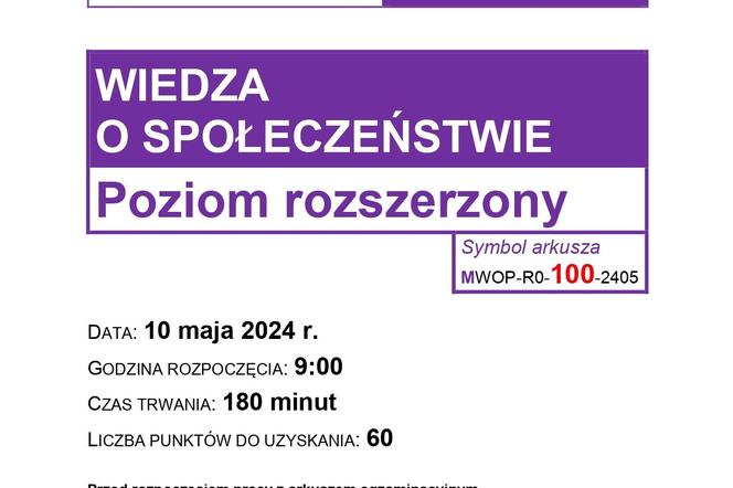 WOS 2024 - matura, arkusze CKE (formuła 2023)