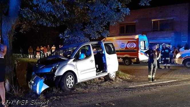 Niebezpieczne zdarzenie na drodze! Samochód wylądował na drzewie