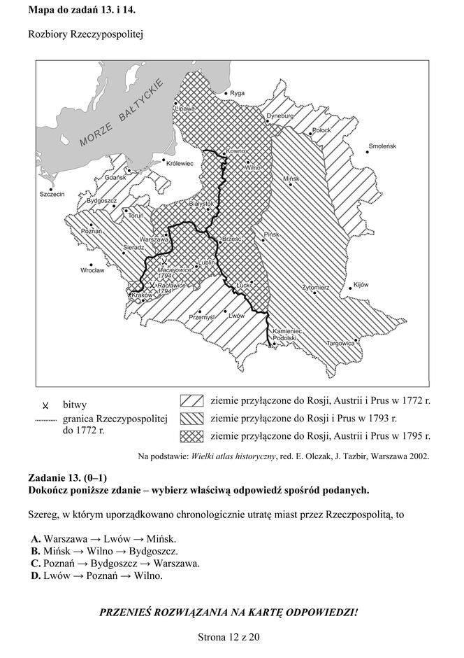 EGZAMIN GIMNAZJALNY 2013 HISTORIA, WOS - ARKUSZE, ODPOWIEDZI