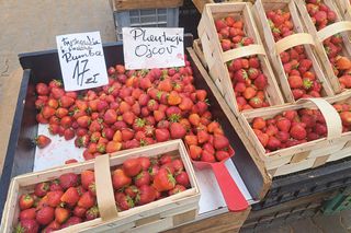 Ceny truskawek na placu Imbramowskim w Krakowie