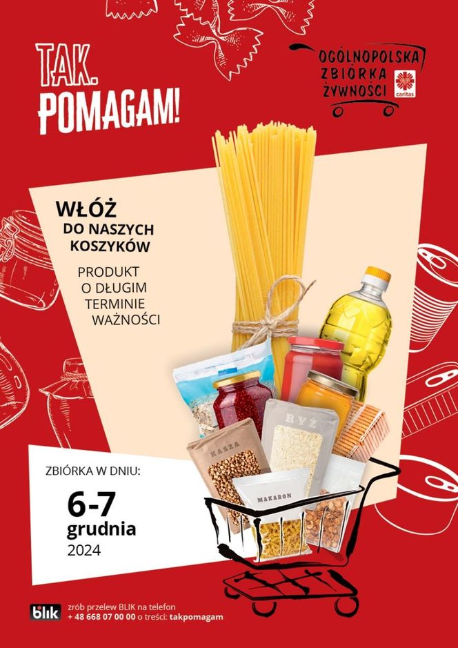 W  dniach 6 i 7 grudnia trwa przedświąteczna zbiórka żywności Caritas „Tak, POMAGAM”!