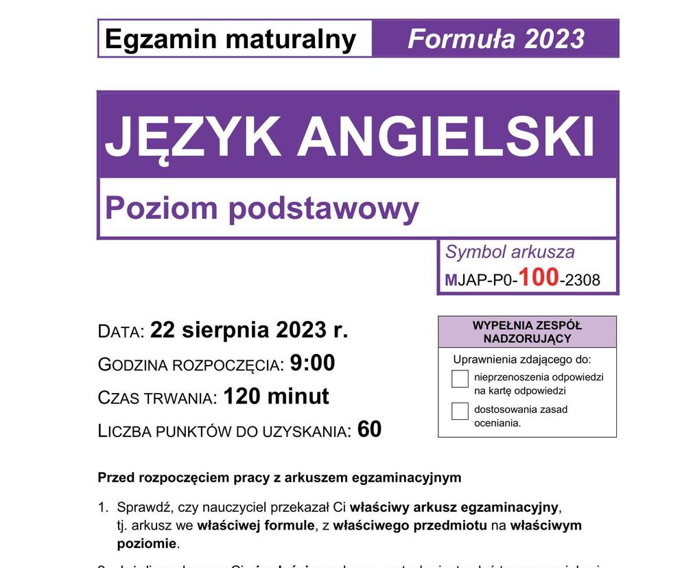 Matura poprawkowa 2023: angielski. Formuła 2023