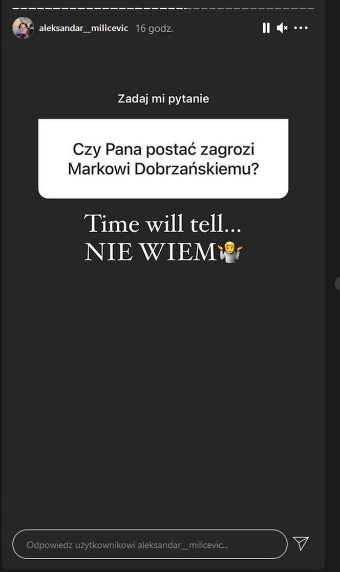 Aleksandar Milićević (Marek 2) na Instagramie o roli w serialu BrzydUla