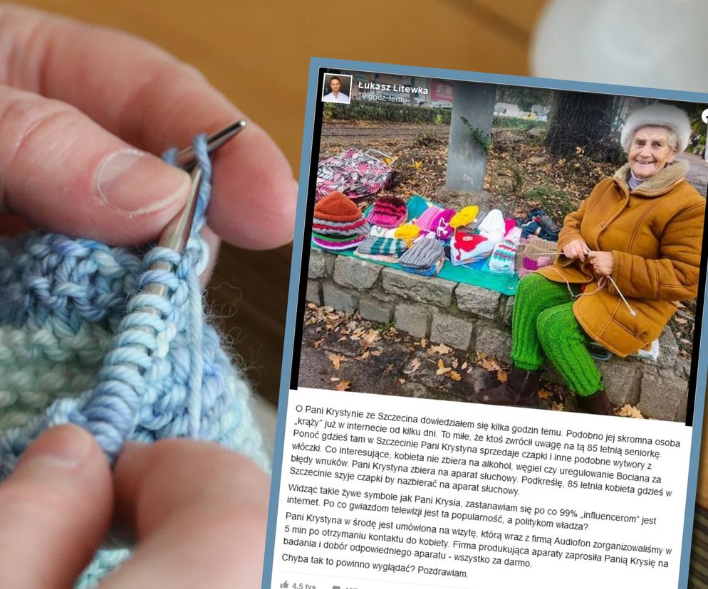 Pani Krysia ze Szczecina robiła czapki na drutach, by spełnić swoje marzenie. Pomoc przyszła z drugiego końca Polski