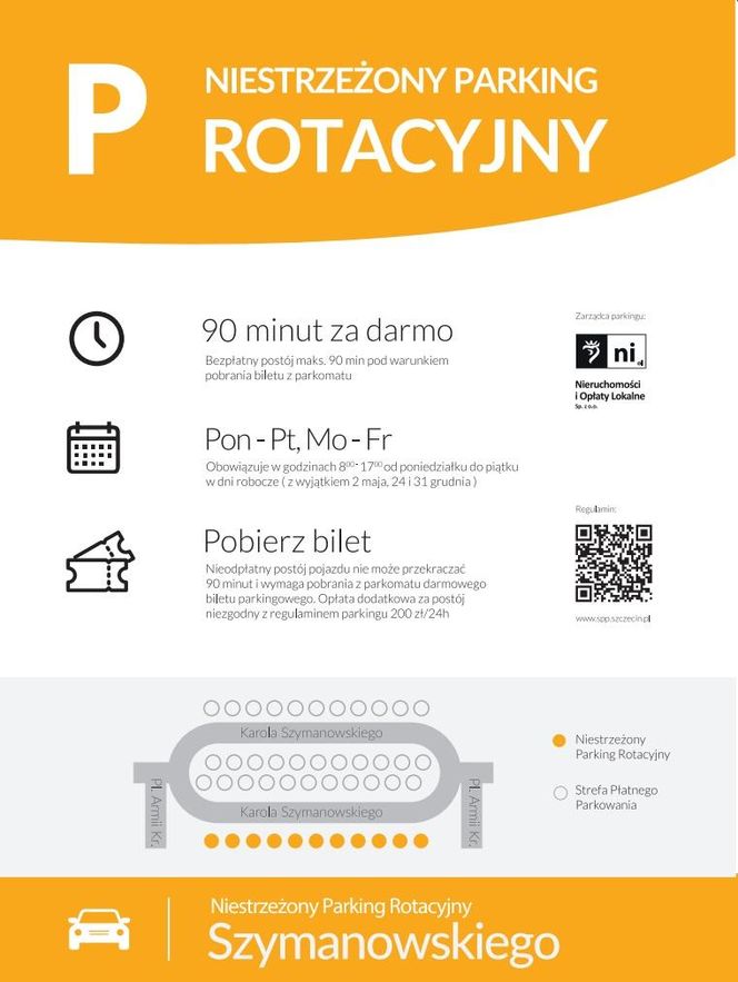Niestrzeżony Parking Rotacyjny przy urzędzie miasta
