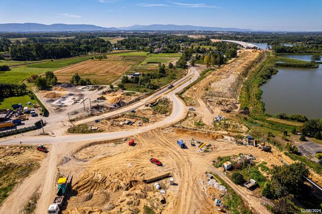 Plac budowy S1 Oświęcim - Dankowice w sierpniu 2024