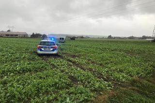 Policyjny pościg w Tuszynie. 35-latek zjechał z drogi prosto w pole. DLACZEGO UCIEKAŁ? [ZDJĘCIA]