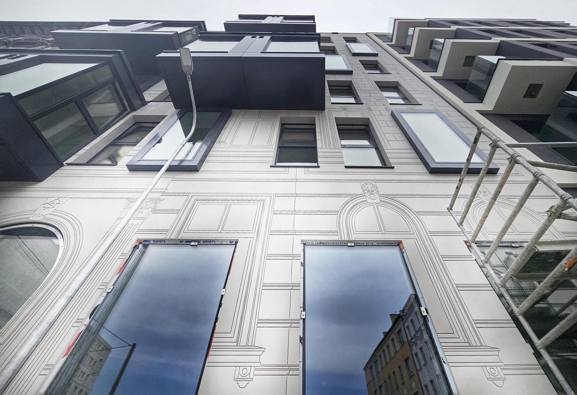 Nowa Kurkowa we Wrocławiu - zdjęcia elewacji i wnętrz budynku w trakcie prac wykończeniowych