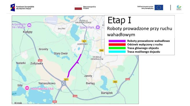 Zamknięcie wylotu z Olsztyna na Warszawę. Dobra wiadomość dla kierowców. Utrudnienia krócej niż planowano