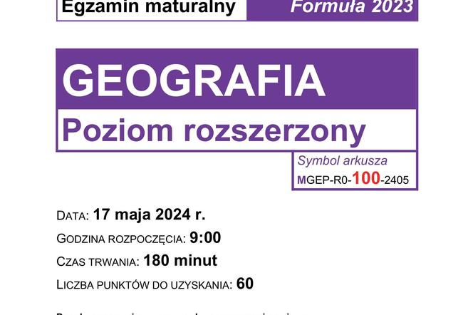 Matura rozszerzona geografia 2024 - ARKUSZE CKE