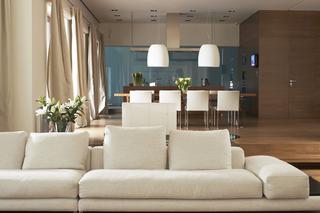 Biała sofa w salonie - wnętrze inspirujące