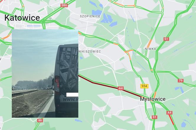 Wypadek na A4 w Mysłowicach. Auto zderzyło się z ciężarówką. Są spore korki