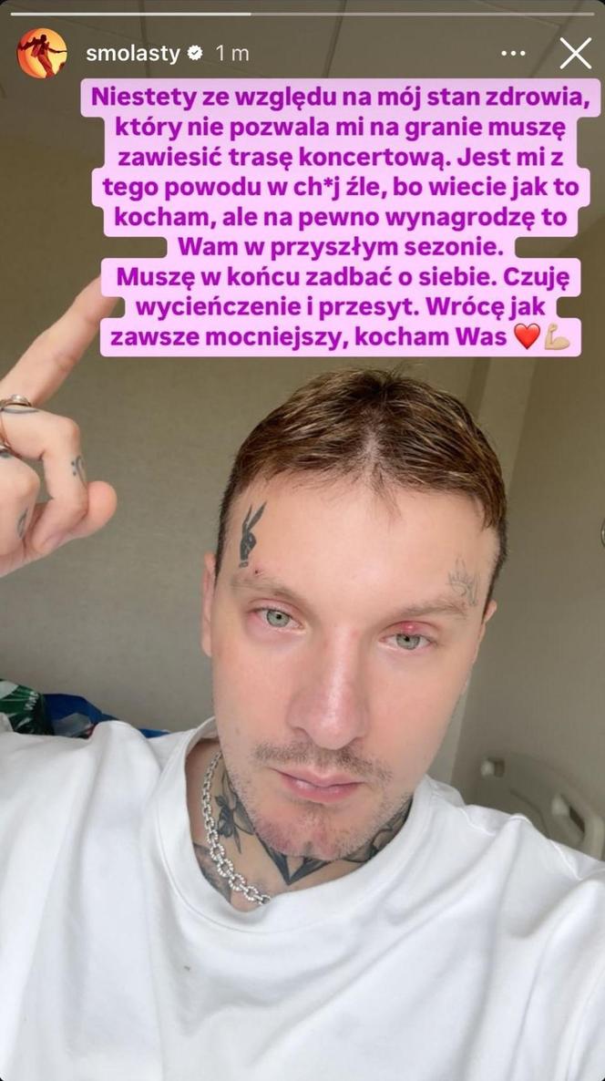 Smolasty odwołuje dalszą część trasy. Jest oświadczenie artysty