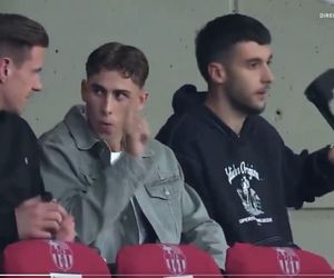 Marc-Andre ter Stegen, Fermin Lopez i Joan Garcia podzcas meczu FC Barcelona- PSG
