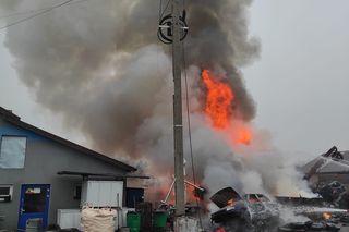 Kilkanaście wozów strażackich gasiło pożar miejscowości Kalinowy Dół 