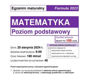 Matura poprawkowa 2024: matematyka. Arkusze CKE i odpowiedzi [Formuła 2023]