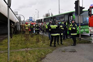  Miejsce zderzenia dwóch autobusów na ul. Gdańskiej w Szczecinie