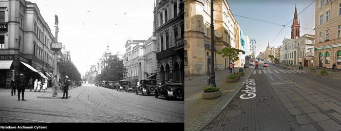 Skrzyżowanie ul. Dworcowej i Gdańskiej - 1933 i obecnie