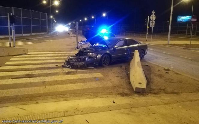 Pościg za pijanym 41-latkiem zakończył się wypadkiem na Bartoszewskiego w Łodzi