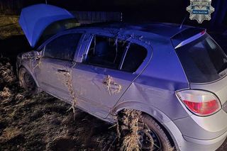 Pijany kierowca wjechał do parku w Bełchatowie i dachował w rzece