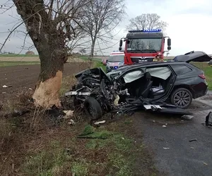 Jedna ofiara śmiertelna w Siedleminie w gminie Jarocin. Samochód uderzył w drzewo