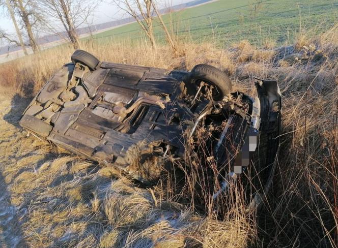 Opolskie: W tym samochodzie pijani byli wszyscy! Stare BMW wyleciało z drogi
