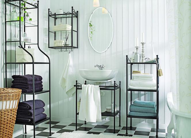 czarno-białe łazienki IKEA meble