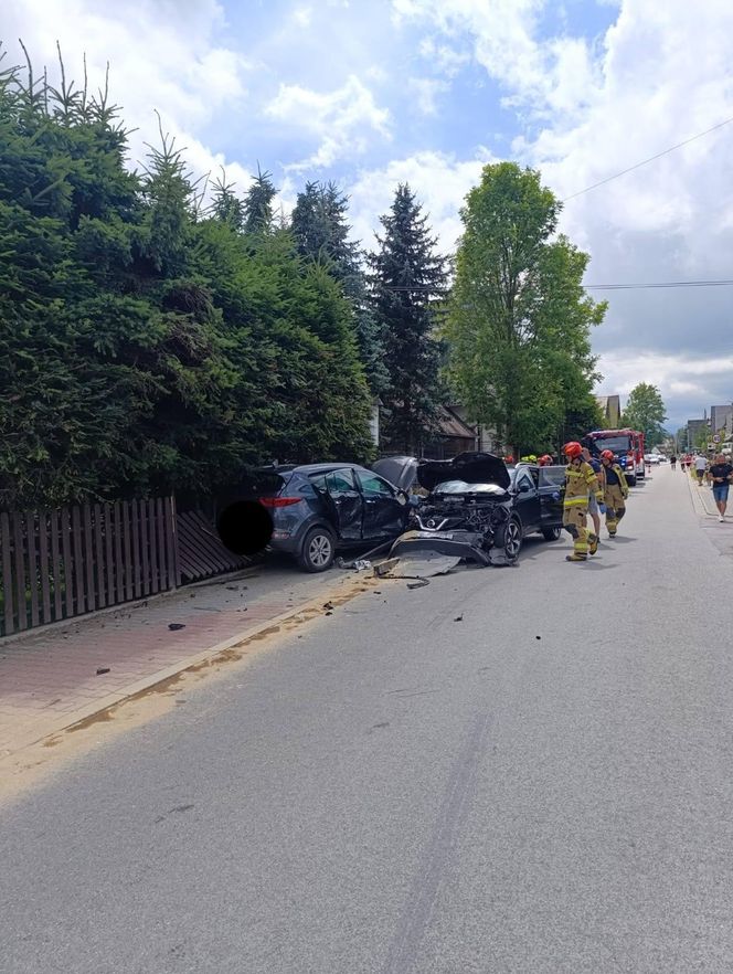Zderzenie samochodów w Białym Dunajcu
