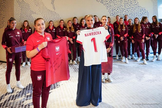 Marta Nawrocka na meczu Polska - Holandia